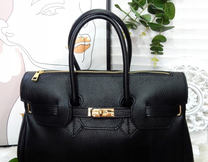 Torebka LAURA BIAGGI czarna skóra A4 Kolor okuć złoty