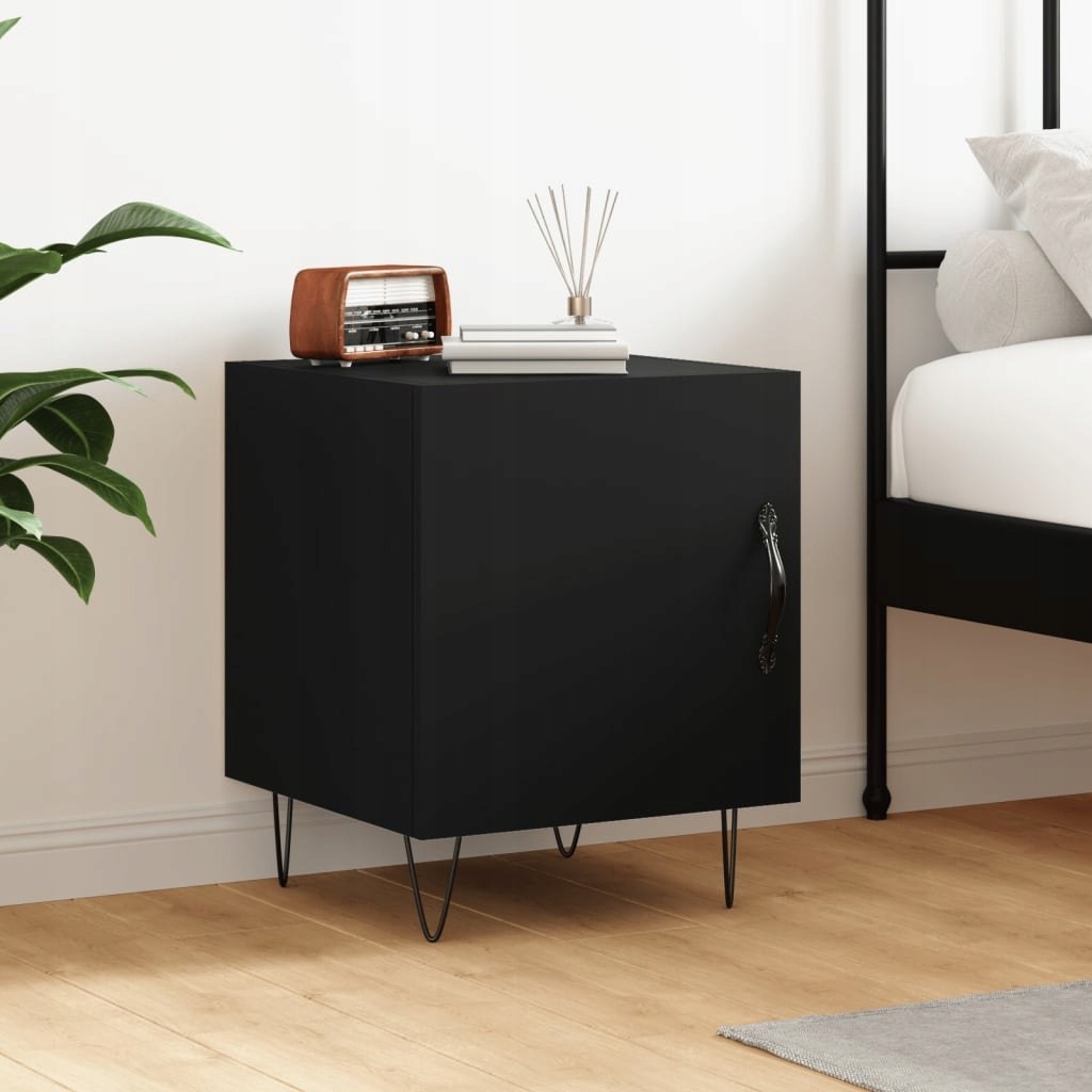Nočná skrinka, čierny, 40x40x50 cm, materiál na báze dreva