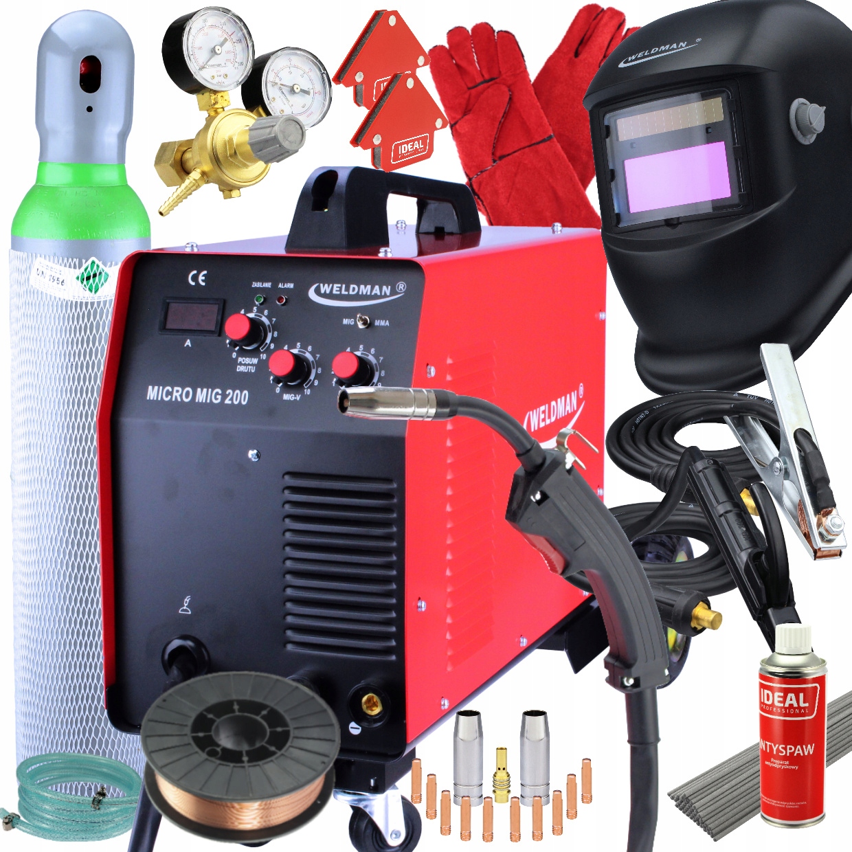 Półautomat Spawalniczy Migomat Micro Mig 200 Weldman Mma Zestaw
