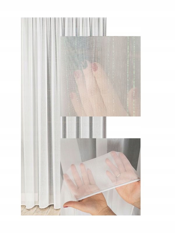 Elegantní záclony Bílá s neonovou nití Záclona s všitou páskou 380x120