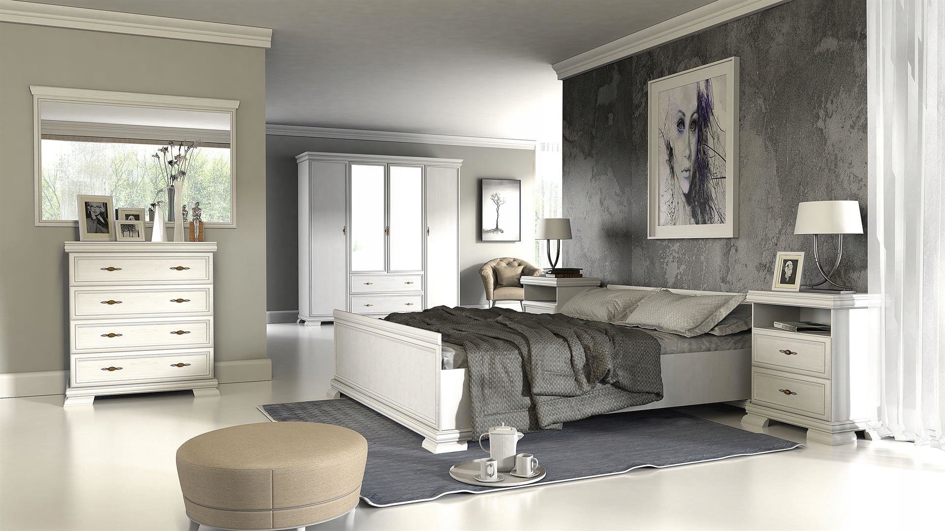 Kora Andersen KK7 komoda wysoka ze szkłem biała Szerokość mebla 158 cm