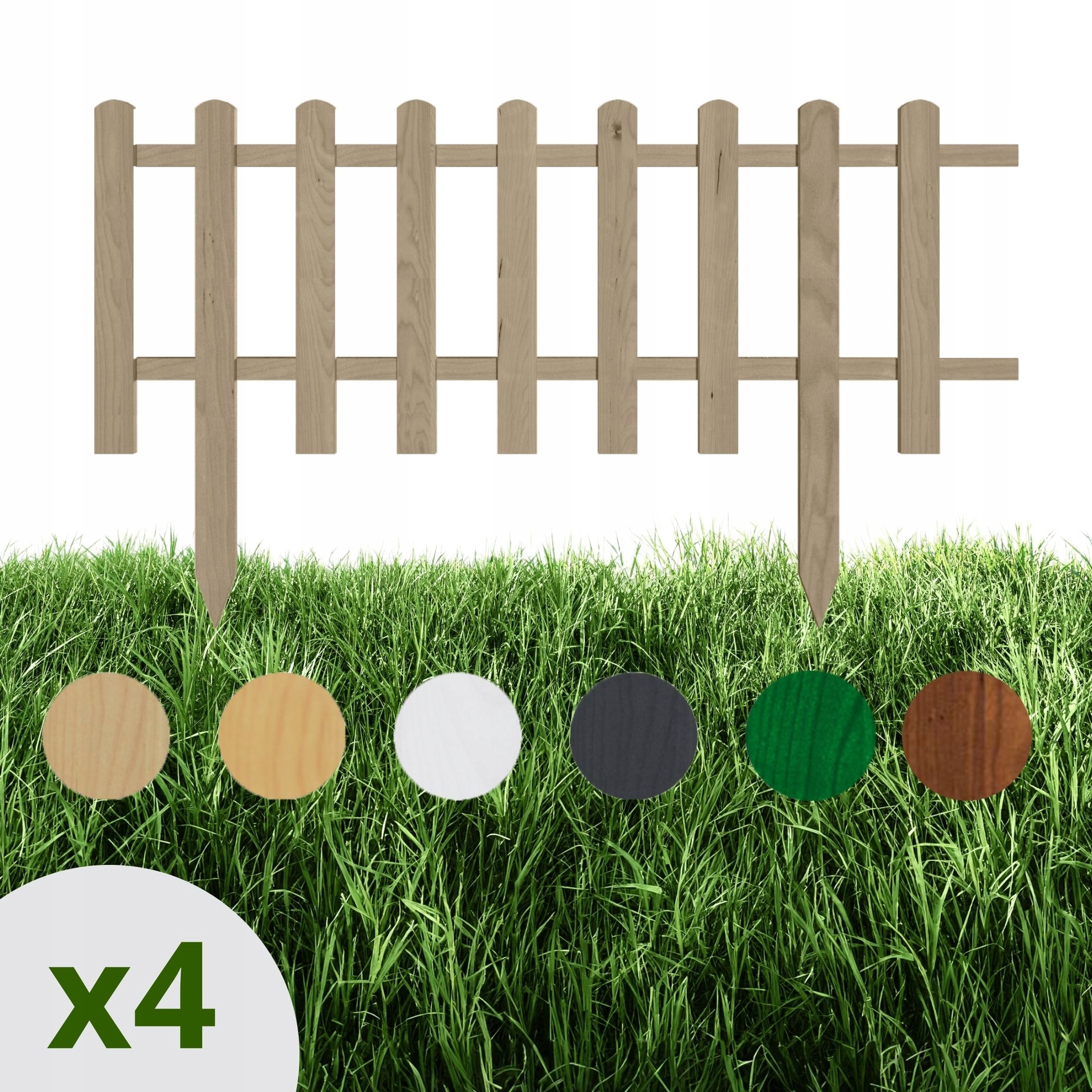 Floranica 4 Ks dřevěného zahradního plůtku 100 x 40 cm Neošetřený