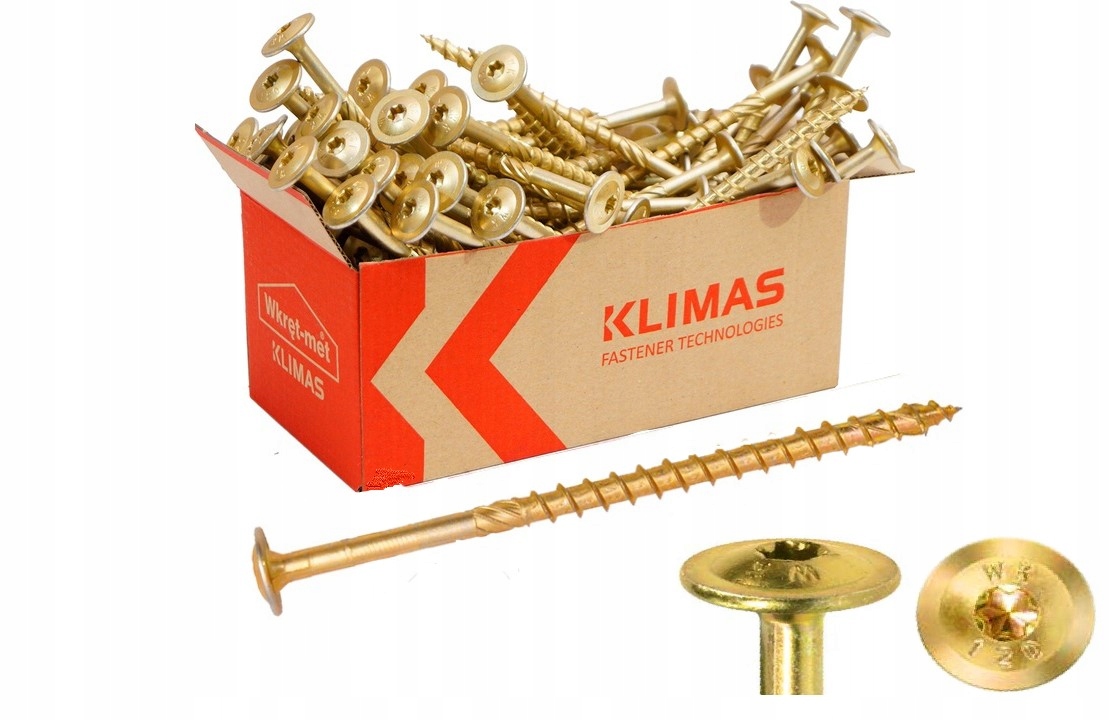 Tesařské Vruty Do Dřeva 8x300 Kotouč Torx 50 Ks WKCP-08300 Klimas