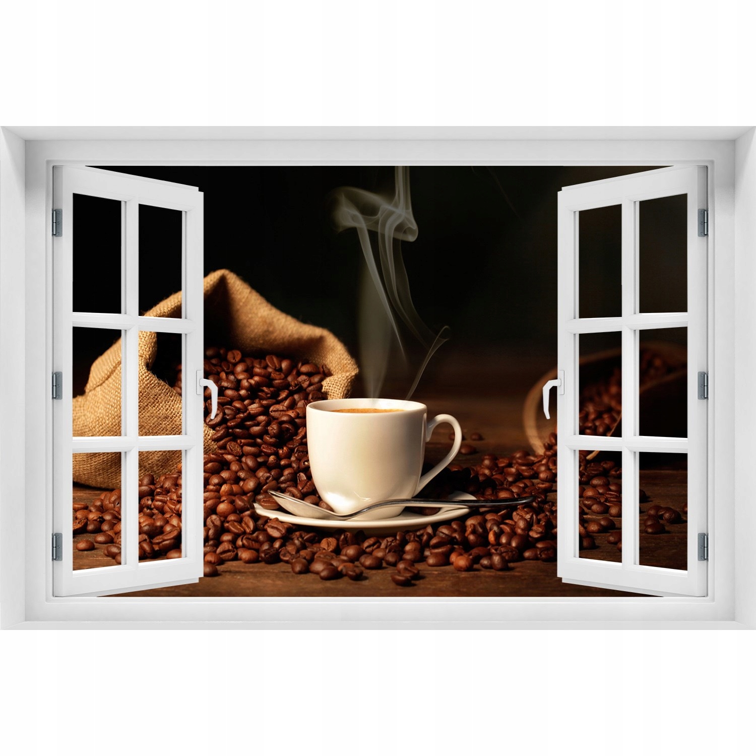 

3D Okno Naklejka ścienna Kawa w filiżance 150x100