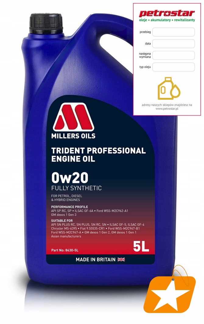 Millers Oils Trident Professional 0W20 5L