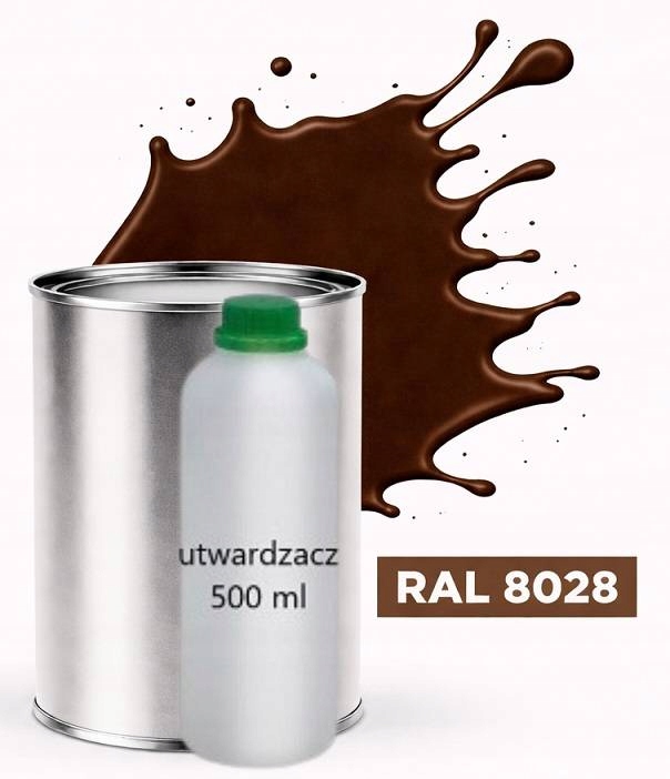 Ral 8028 Polyuretan Akryl 2:1 1 L Tupý Matný Lak Tužidlo Normal 0,5 L