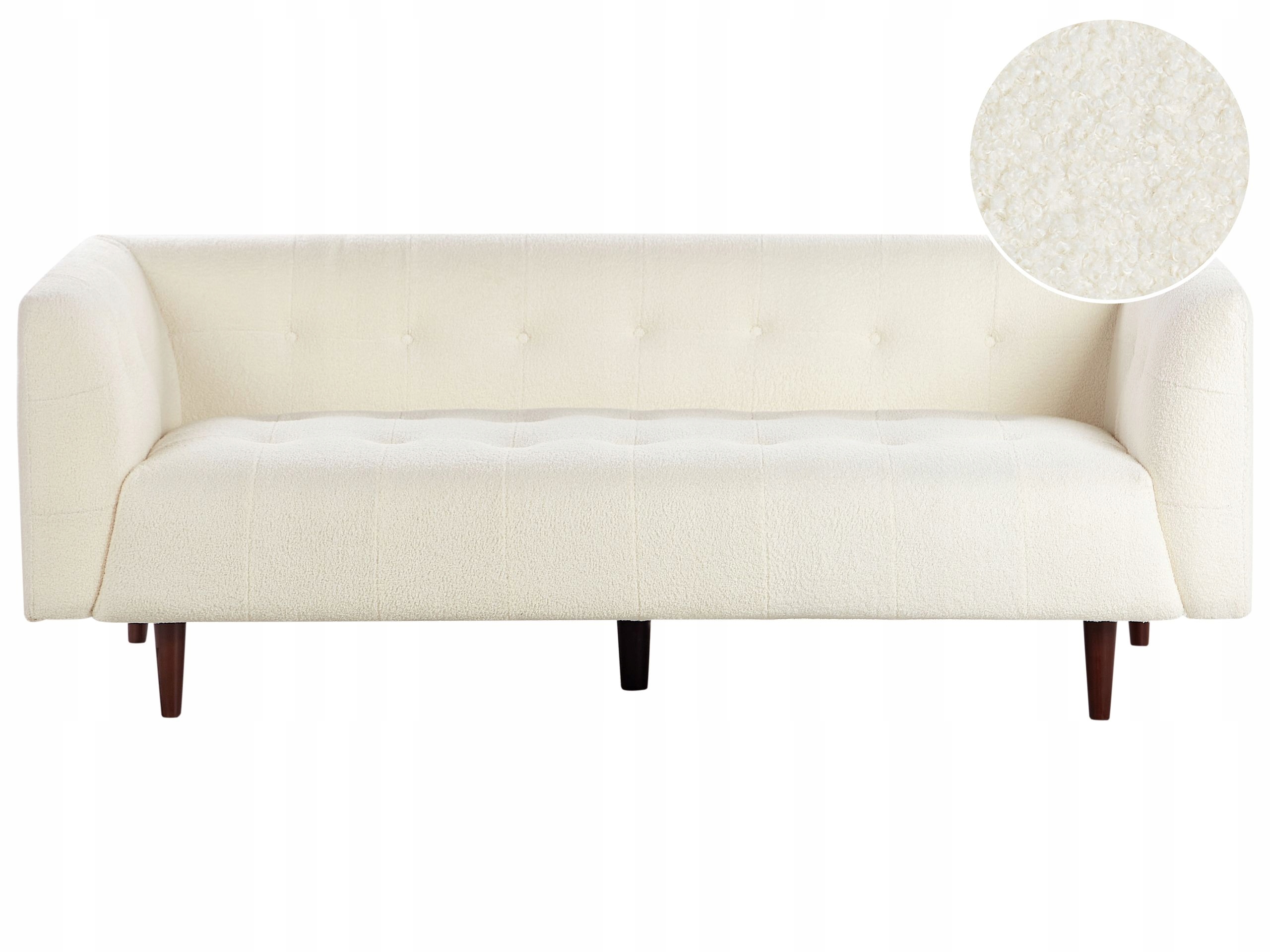 Sofa pikowana materiałowa boucle tapicerowana biel