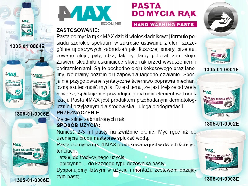 PASTA DO MYCIA RĄK 4MAX 500ml ŚCIERNIWO 6 SZTUK Producent 4MAX
