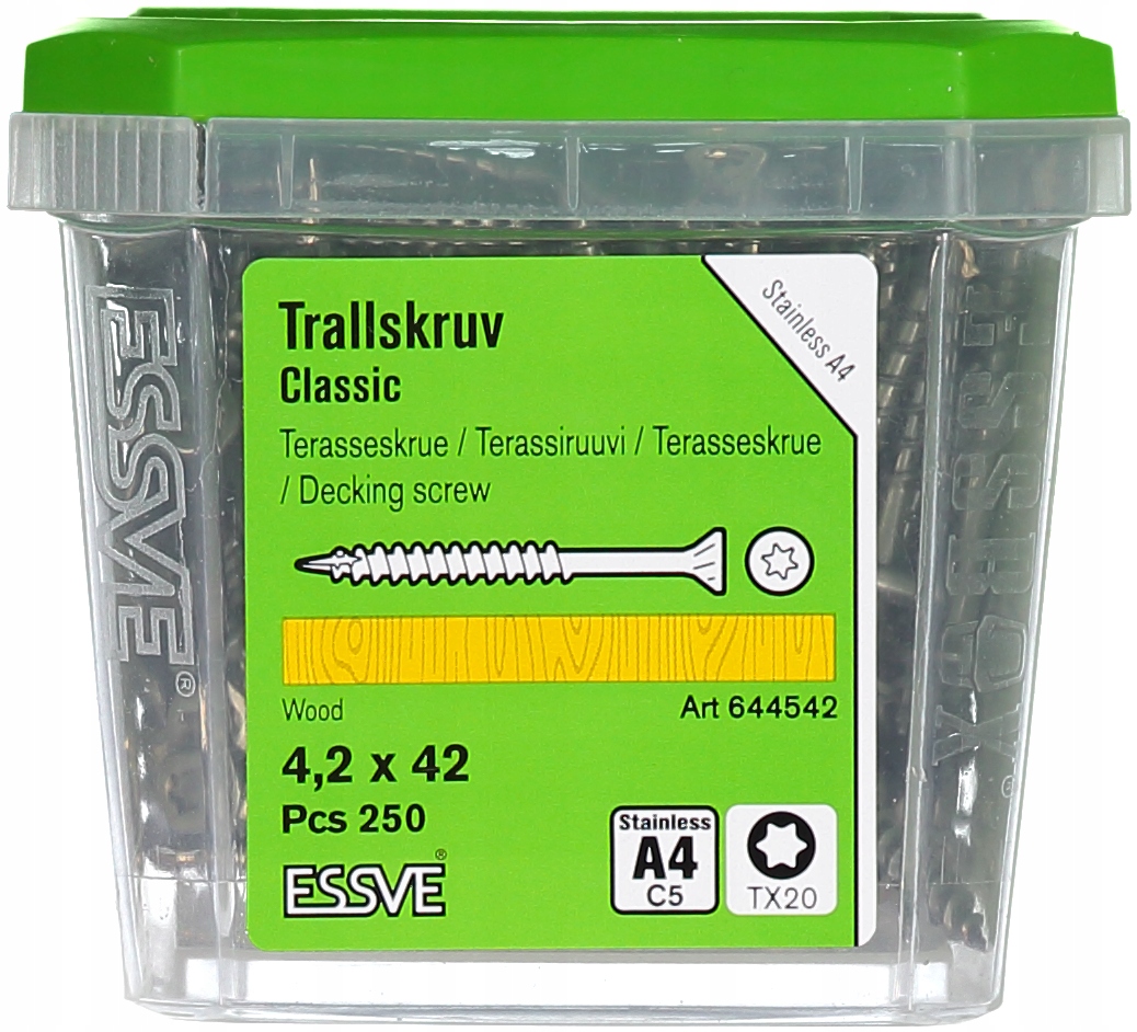 Essve Classic terasový šroub, kyselinovzdorný A4 4,2x42 mm, 250 Ks