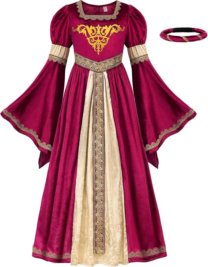 Kostým princezny ReliBeauty – Červený velur (Velikost 110)