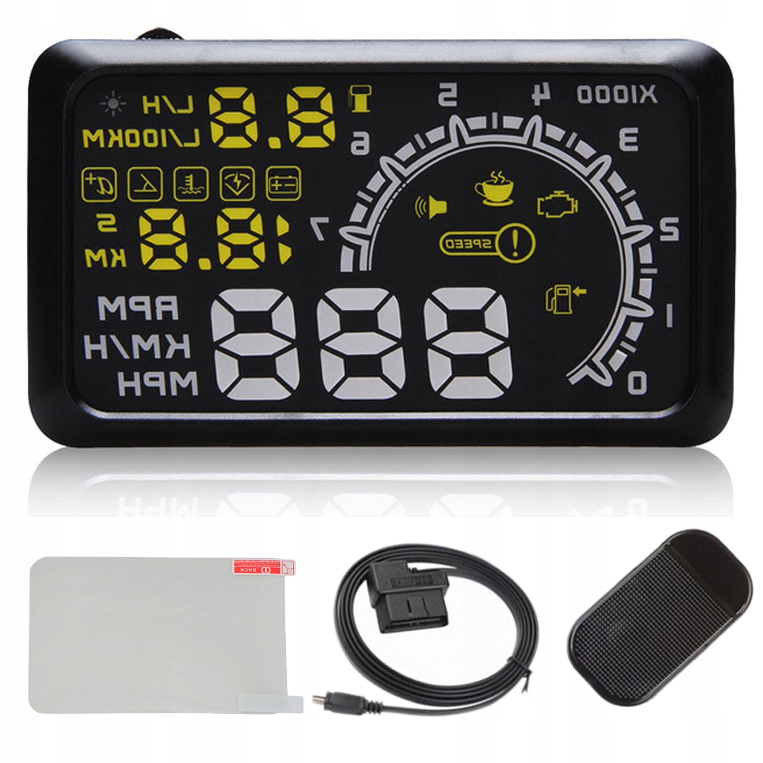WYŚWIETLACZ PROJEKTOR HUD OBD2 FOLIA HUD HED UP HUD NA SZYBĘ LED LCD HUD
