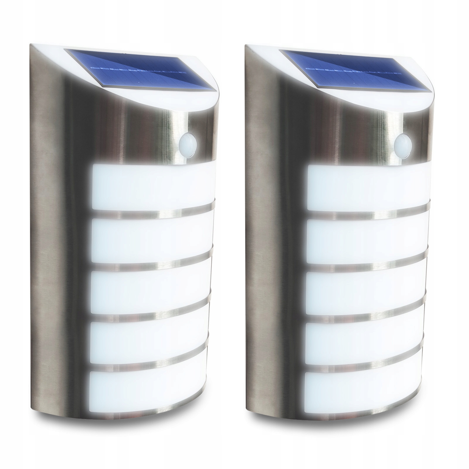 2x Solární nástěnné svítidlo Zahradní fasádní lampa Led 6000K Studený pohybový senzor