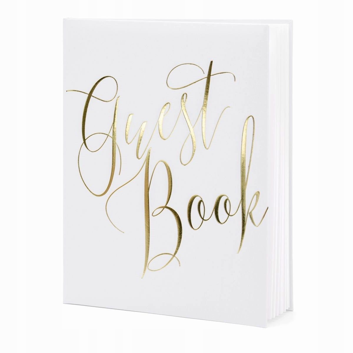 KSIĘGA GOŚCI WESELNYCH biała napis GUEST BOOK złoty 22 kartki