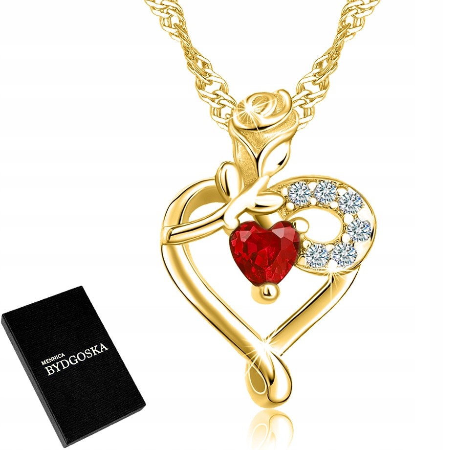 Stříbrný dámský náhrdelník s přívěskem stříbro, pozlacená růže na Valentýna