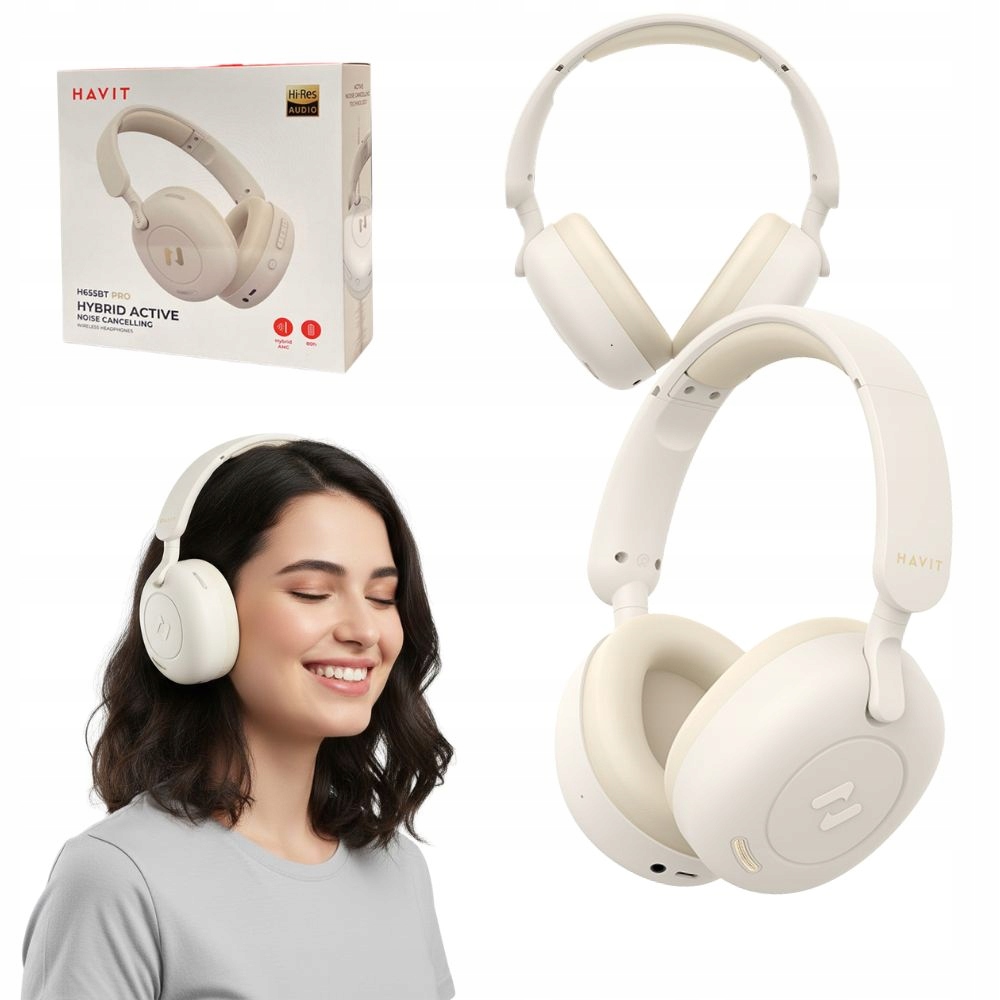 Sluchátka do uší Bluetooth Havit H655BT béžová