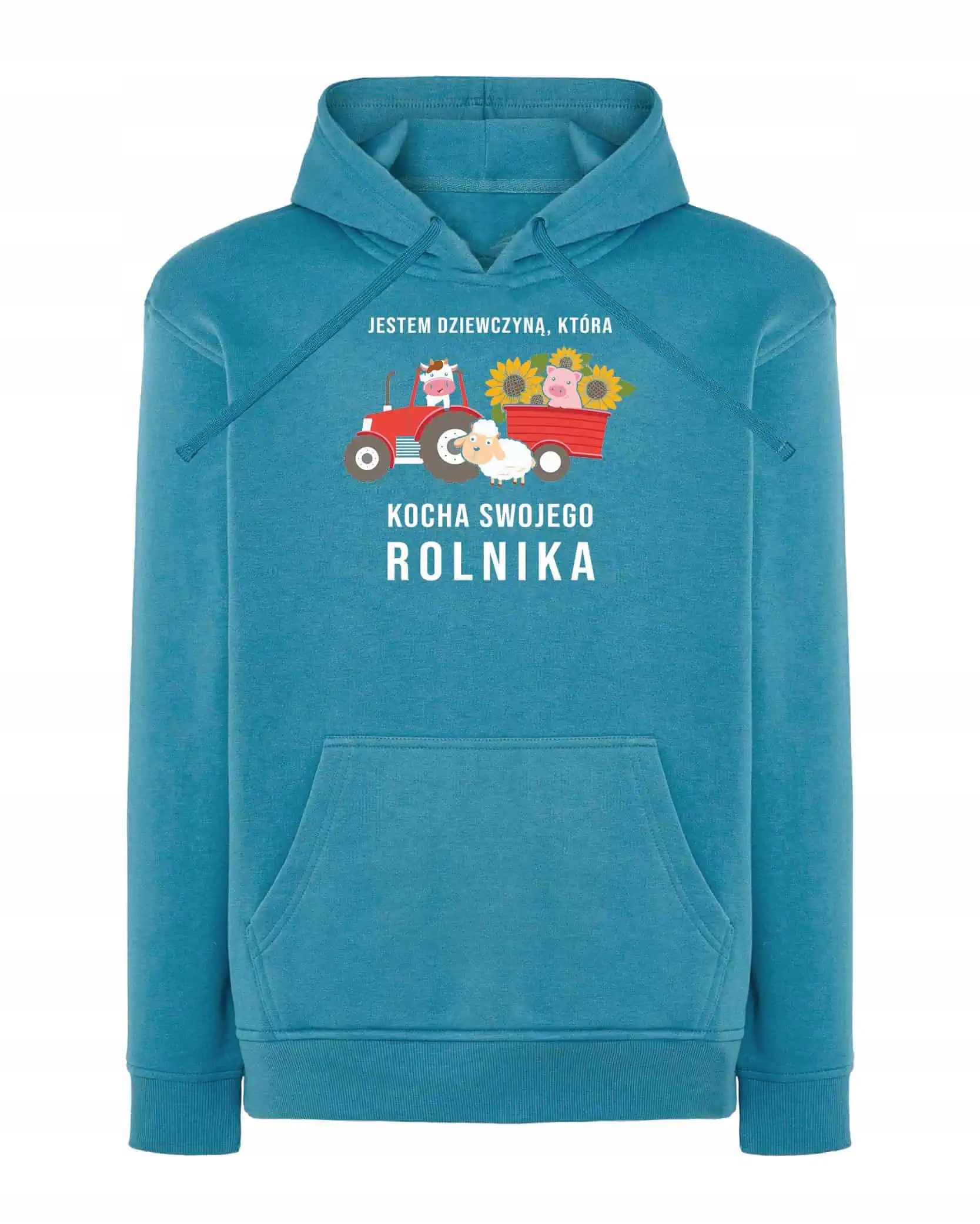 Mikina s kapucí pro farmářskou dívku, vtipná, modrá, velikost XL