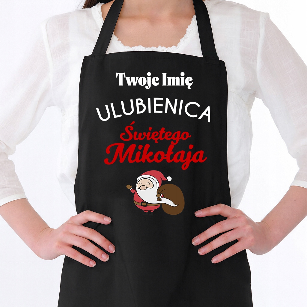 Kuchyňská zástěra Černá Dárek do kuchyně Na Vánoce Oblíbená svatého Mikuláše