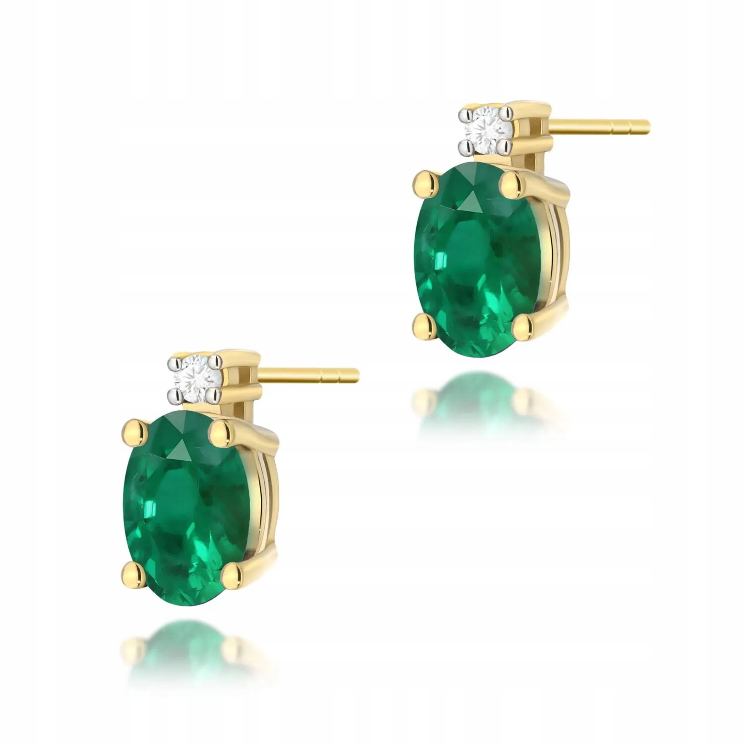 Złote kolczyki Szmaragd 2 x 0,40ct żółte złoto pr. 585