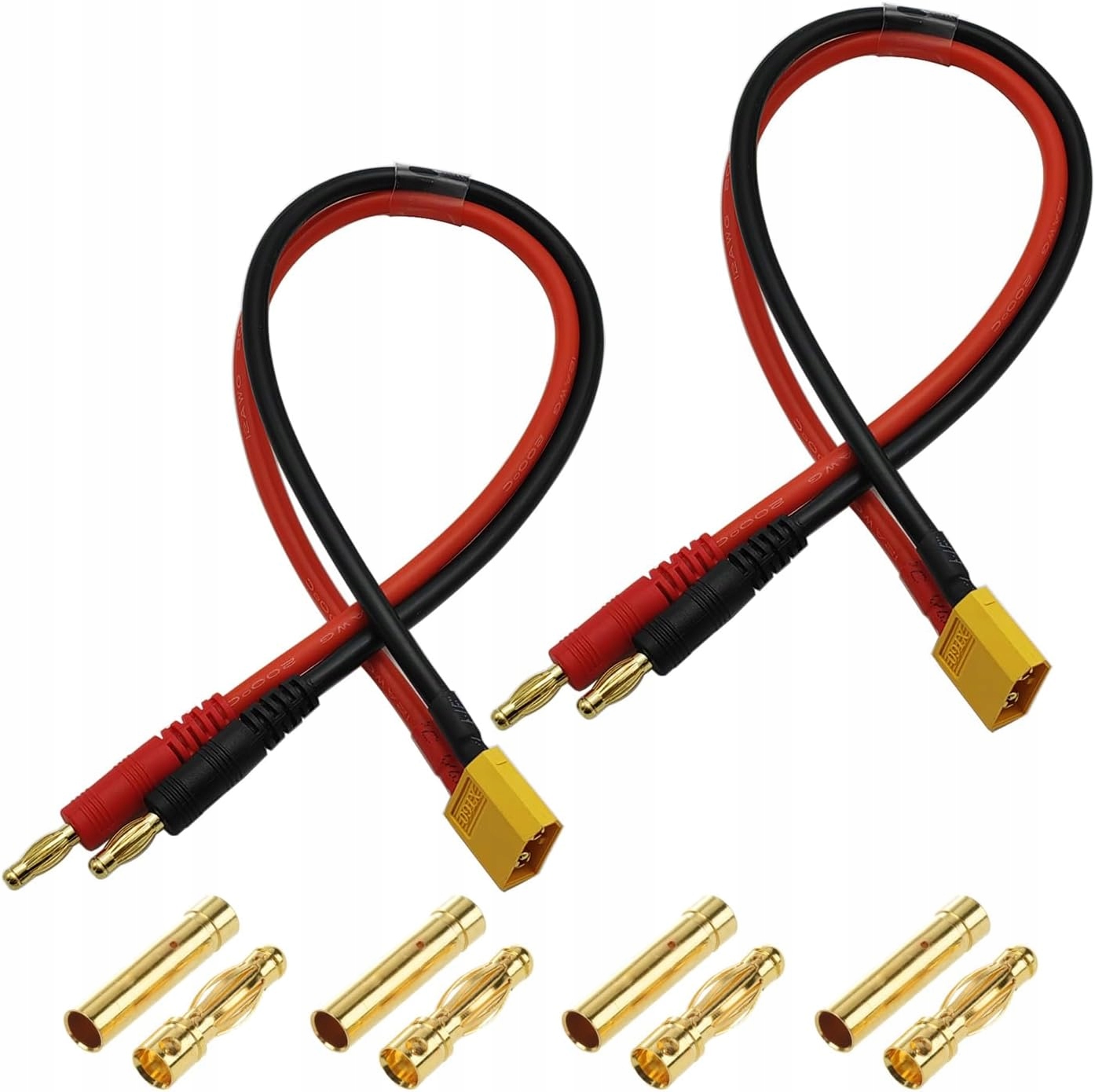 Kabel XT60 Na Banánkovou Zástrčku 4 MM 12AWG 30 CM 4 Páry Konektorů