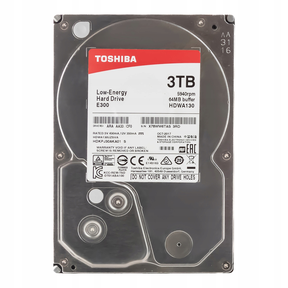 Toshiba E300 3TB 5940RPM 64MB Sata III 3.5'' HDWA130UZSVA