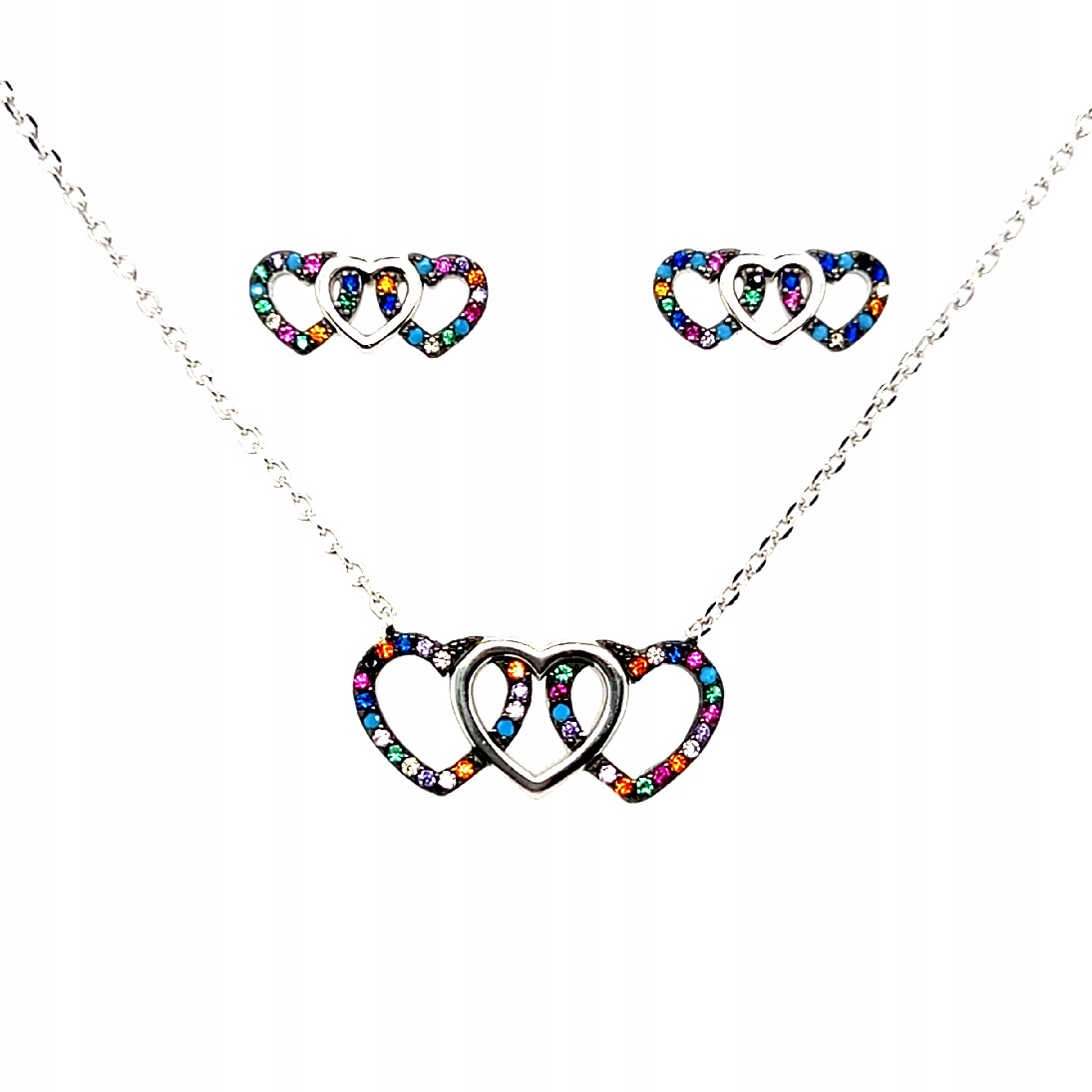 Náhrdelník a náušnice – 3 srdíčka