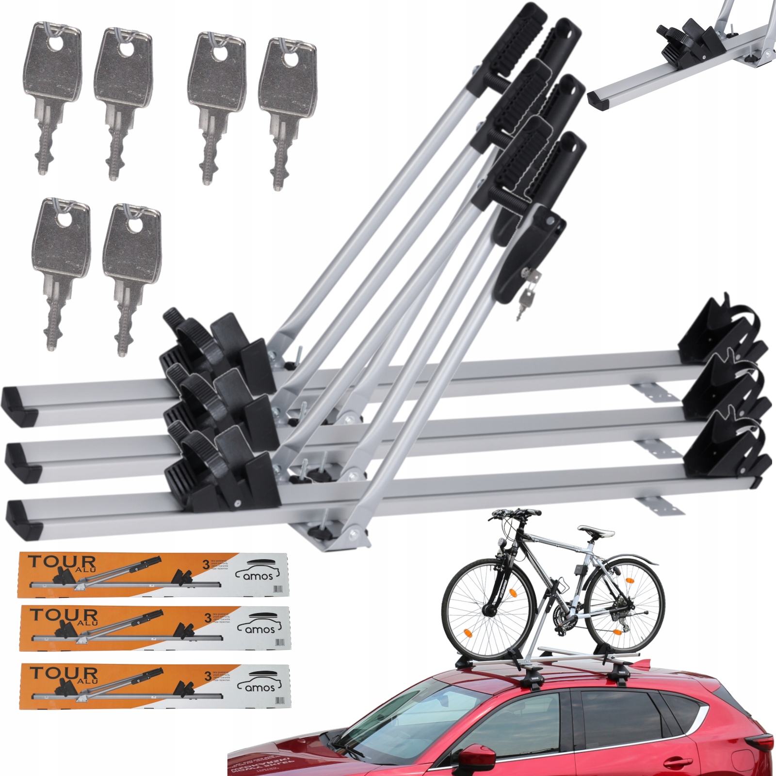 

3x Bagażnik Dachowy Na Rower Uchwyt Rowerowy Dach