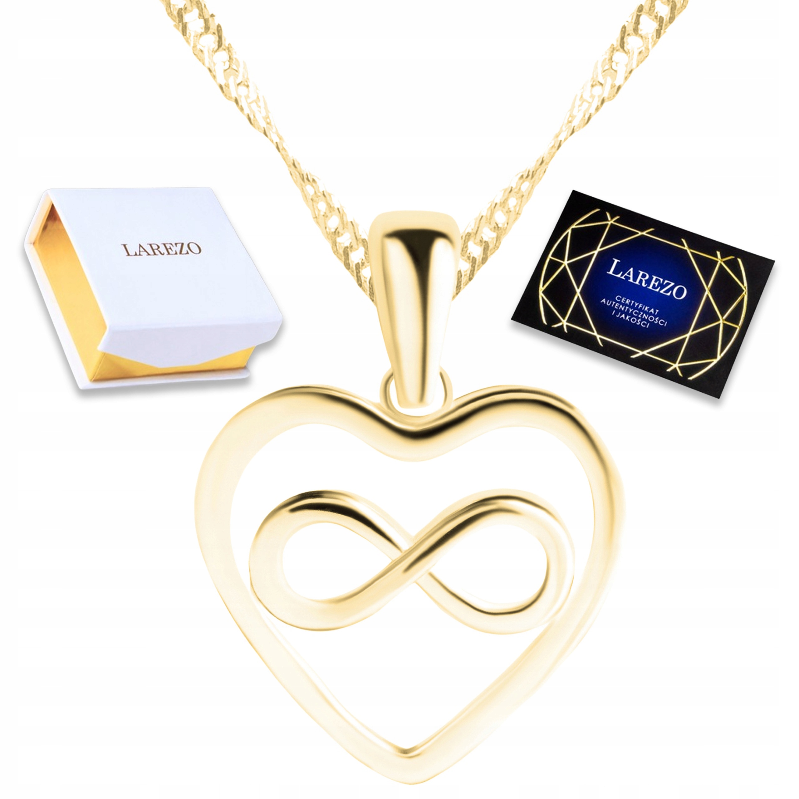 Zlatý náhrdelník Srdíčko Nekonečno Láska Forever Stříbro 925