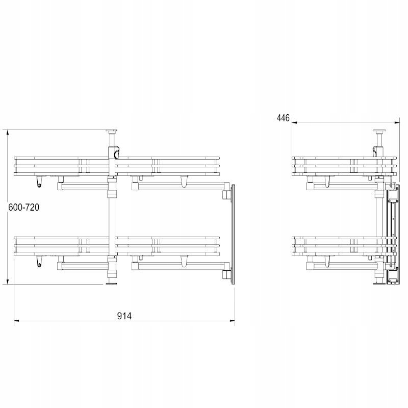 KOSZ NERKA AMIX MAGIC CORNER 1000 Z DOCIĄGIEM ANTRACYTOWA LEWA Kod producenta GN-1000/A-L