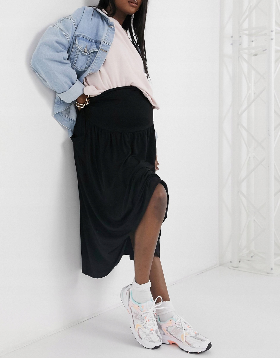 MATERNITY SPÓDNICA MIDI GŁADKA R46 246 Rozmiar 46