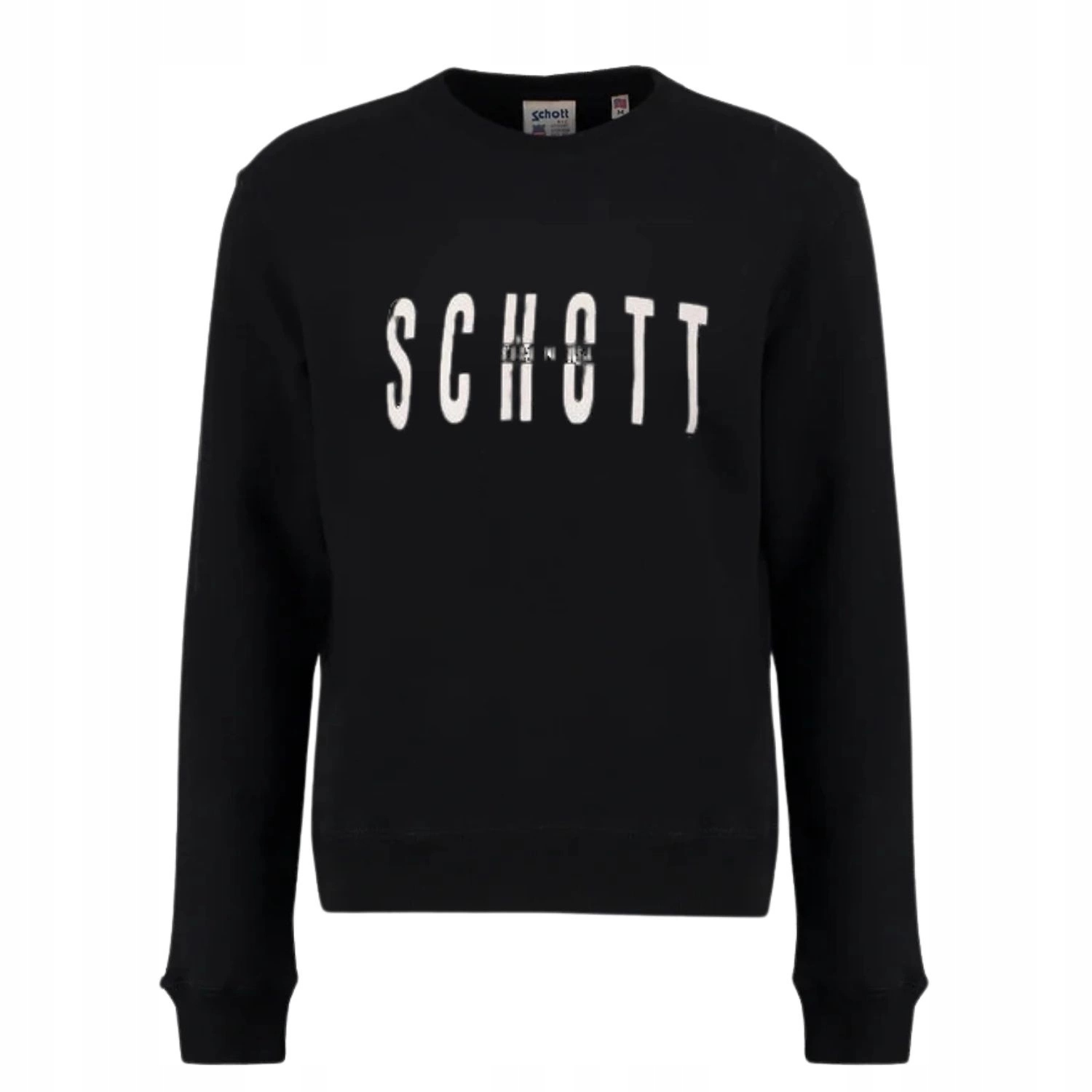 Pánská mikina Schott Nyc klasická černá bavlněná tepláková s logem vel. S