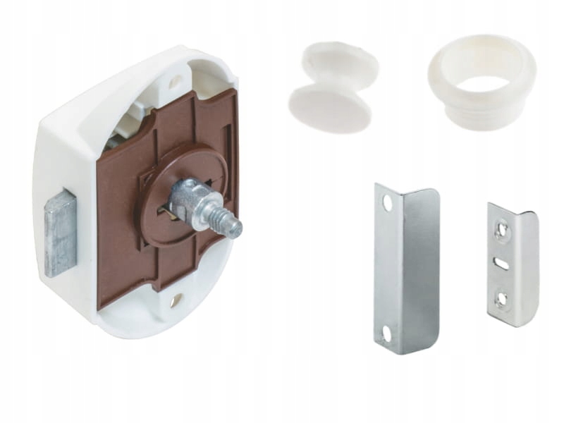 

Zamek meblowy do przyczepy push-lock biały komplet