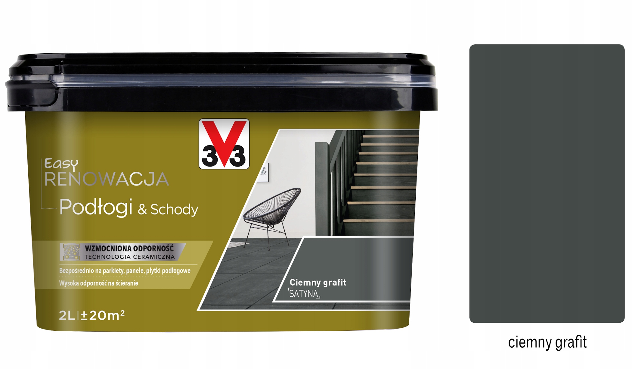 V33 Farba renovácia Podlahy A Schody 2 L Tmavý grafit satén