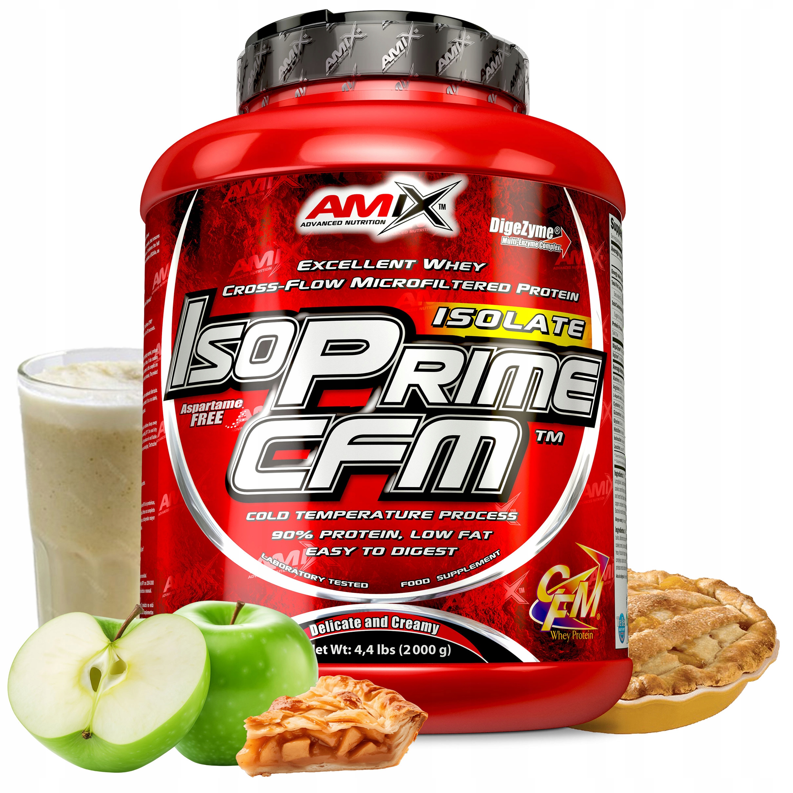 Proteinový izolát doplněk stravy Cfm 2 kg 90 procent bez laktózy jablečný koláč