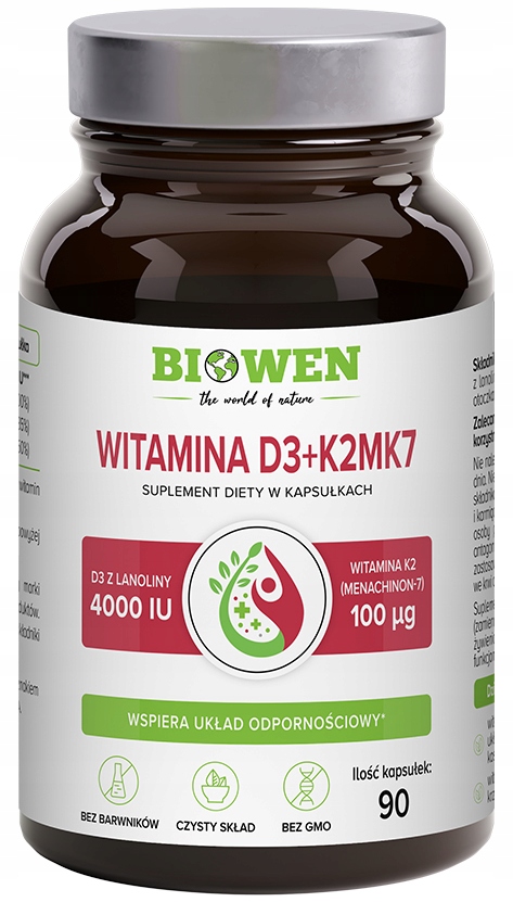 Witamina D3 4000 IU + K2MK7 90 kapsułek Biowen