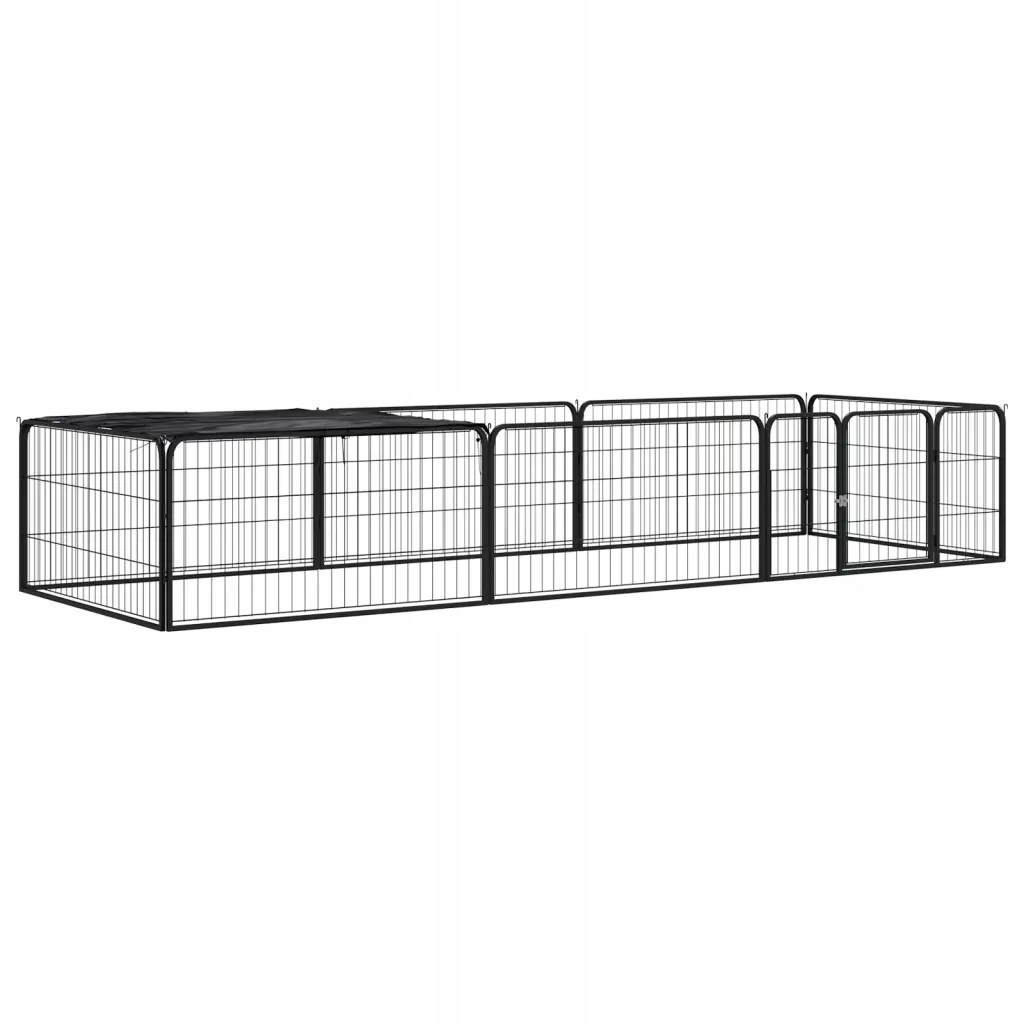 Levně Kotec pro psa, 8 panelů, černá, 100x50 cm, ocel