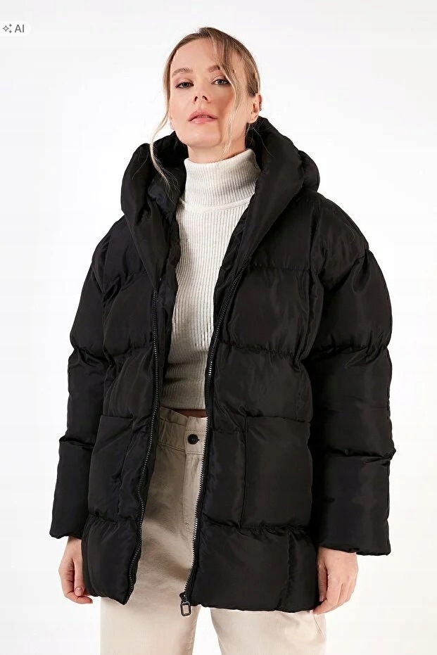 Černá Prošívaná Bunda S Kapucí V Oversize Stylu Xs 5IA