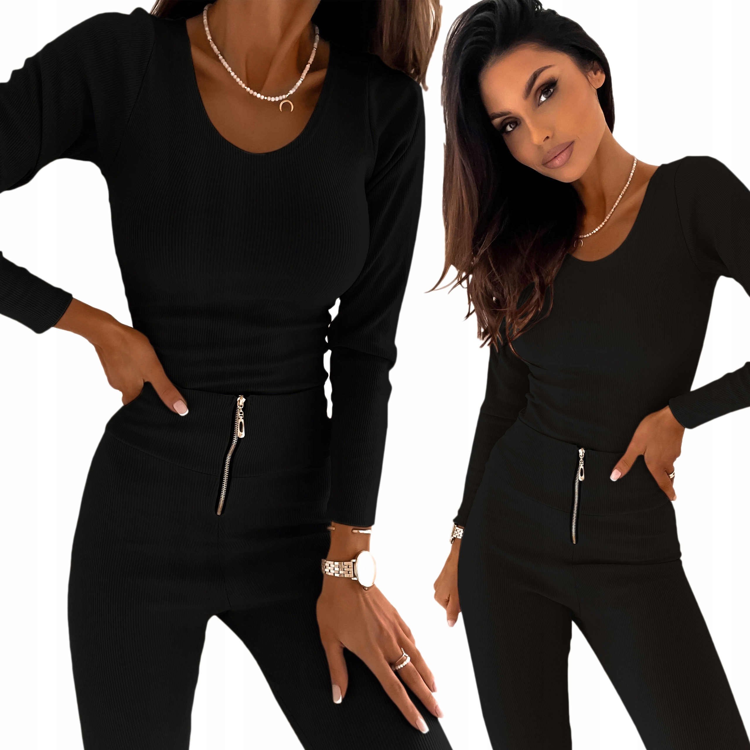 

Komplet Modny Legginsy Bluzka Prążęk L/XL