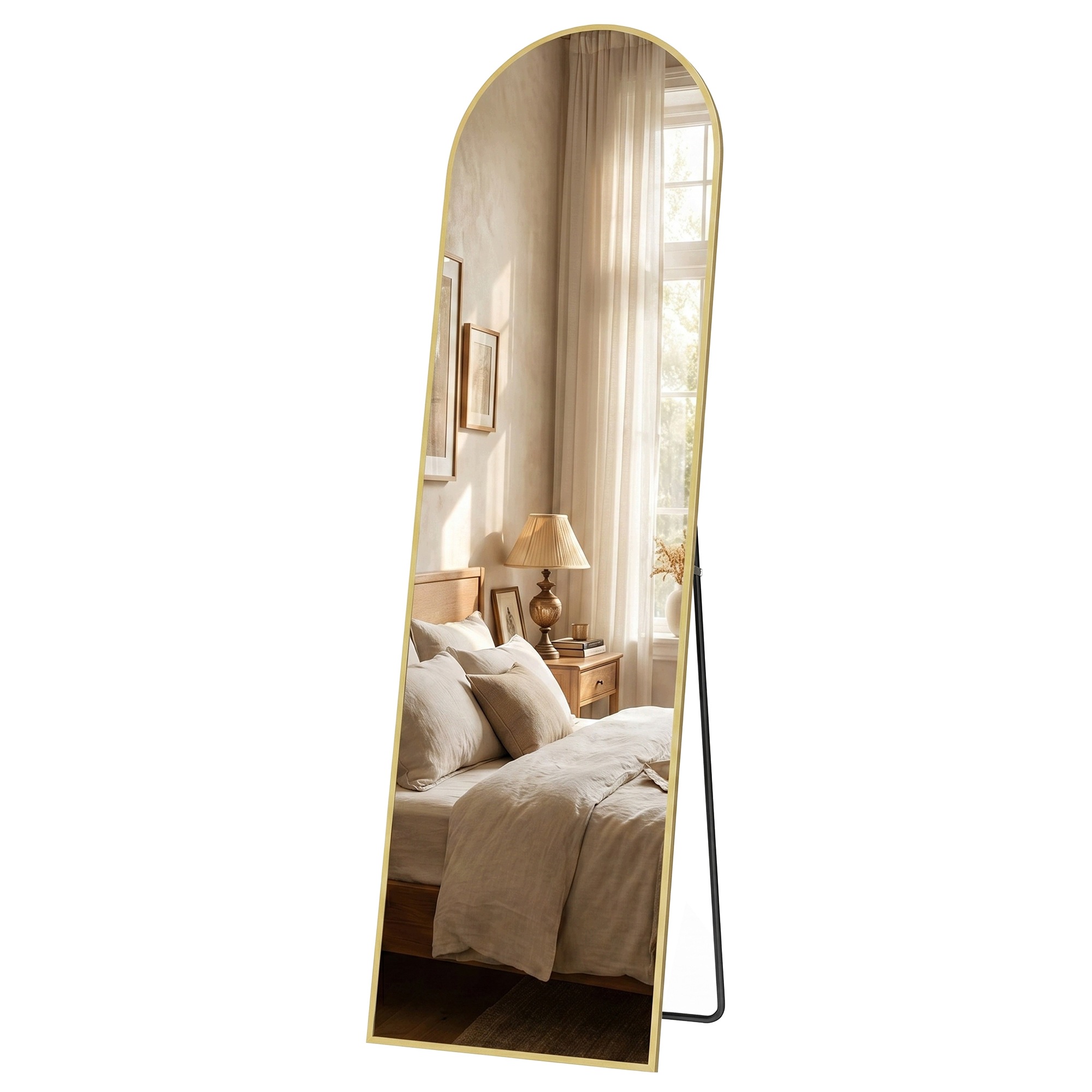 Songmics Zrcadlo stojící obloukové 150 x 40 cm zlaté