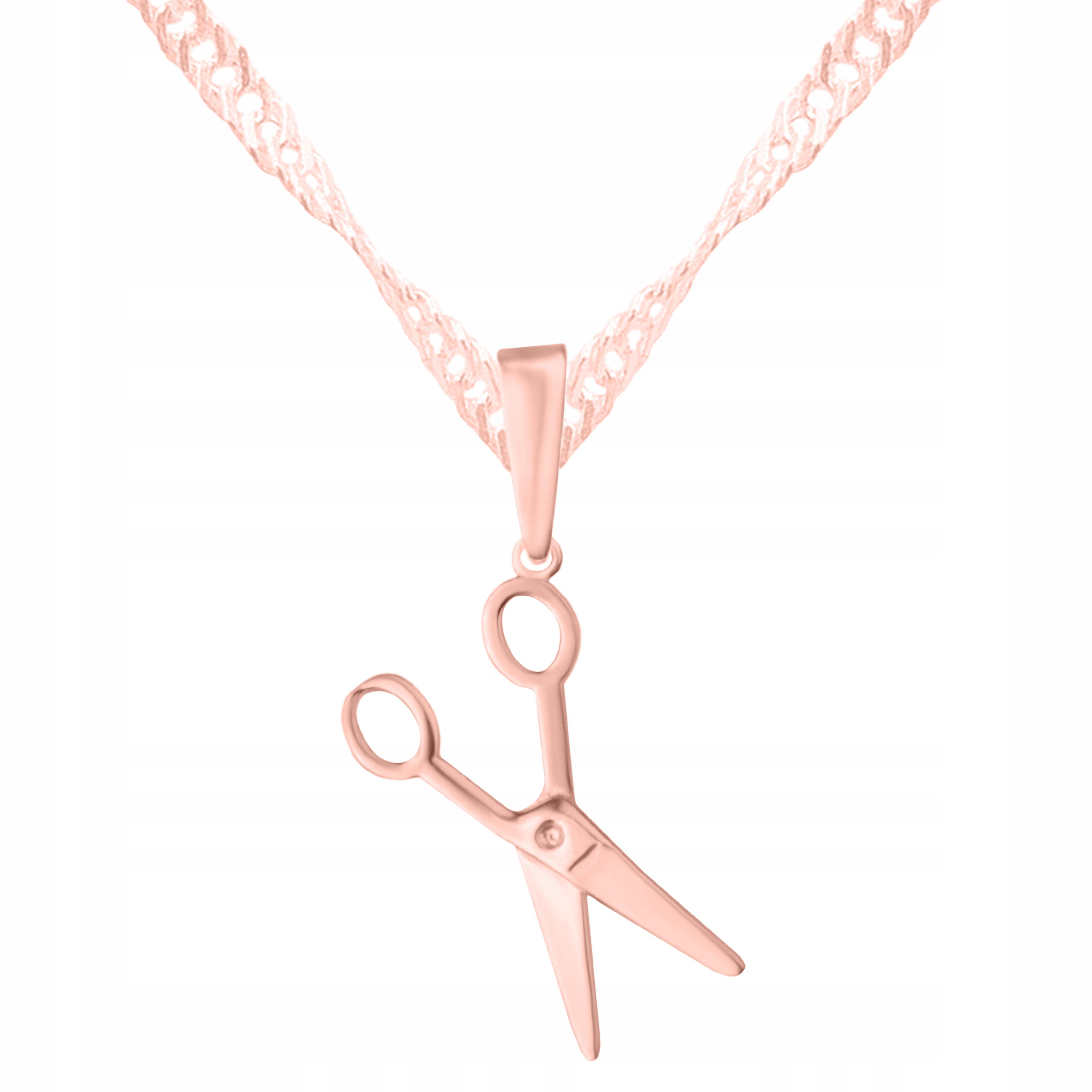 Růžový náhrdelník s nůžkami Pozlacený pro kadeřnici Nůžky Stříbro 925