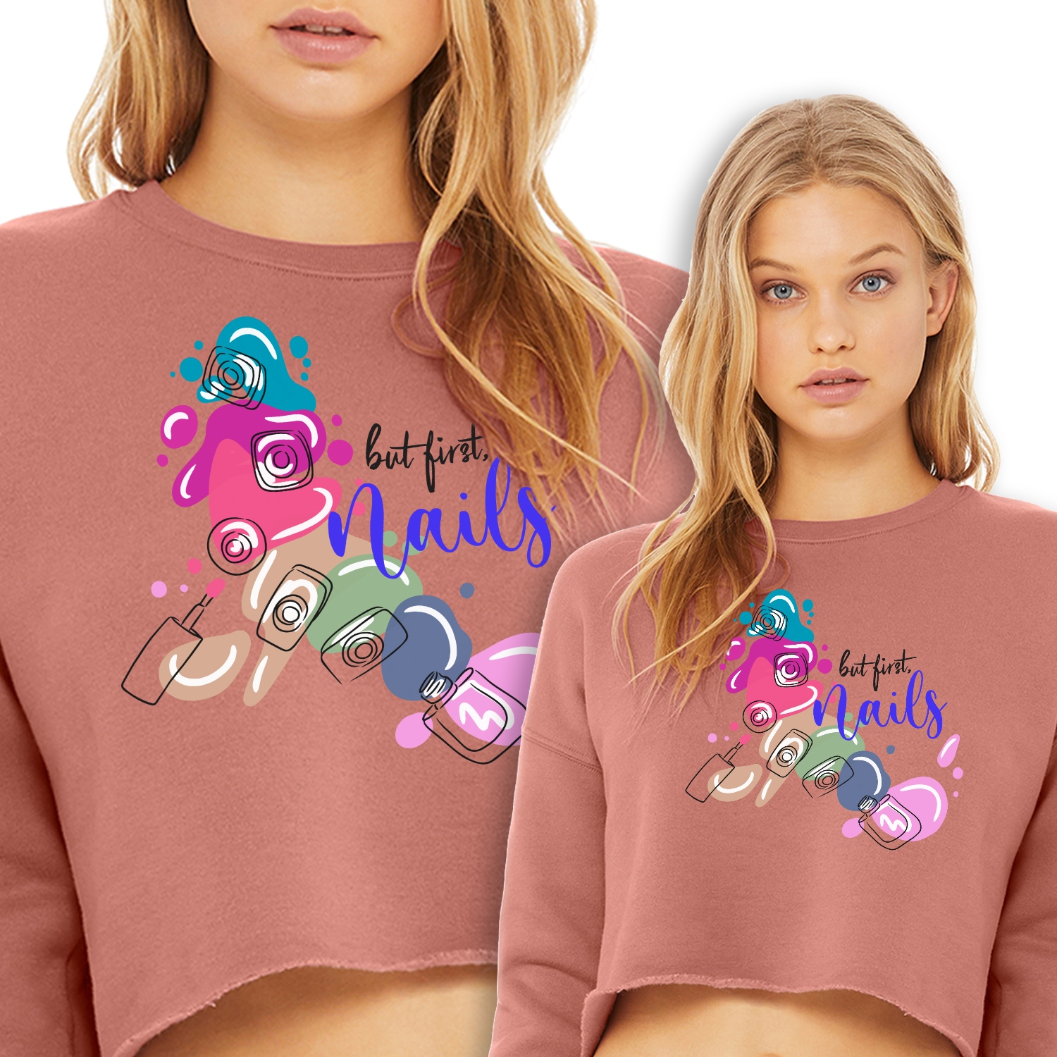 Pohodlná krátká Mikina růžová First Nails Vzorky Xs