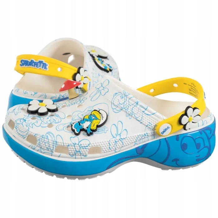 Dámské Nazouváky Smurfs Platform Clog Multi Crocs 210882-90H Bílé