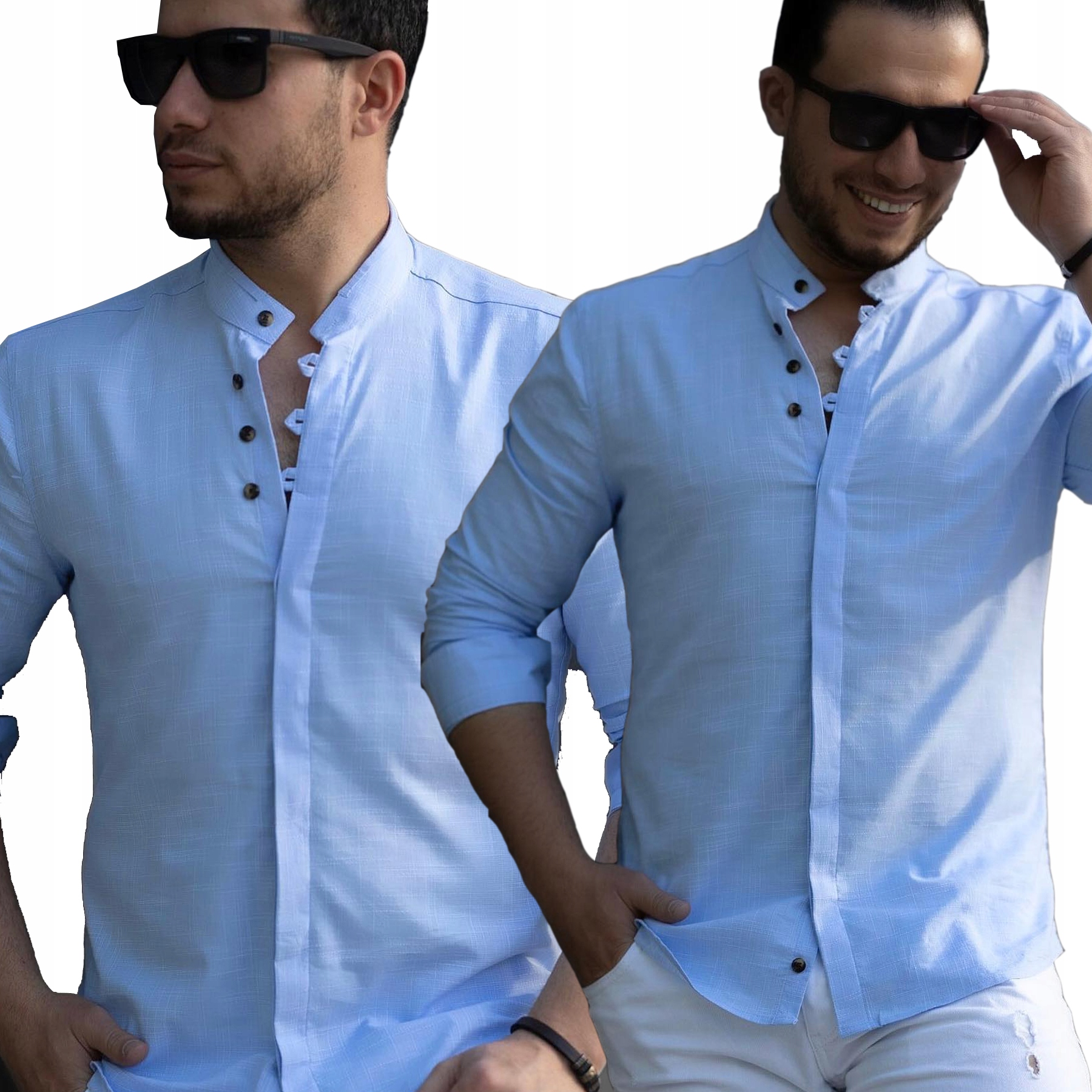 Pánská košile Casual Denní Lněná Len Stojka Barvy