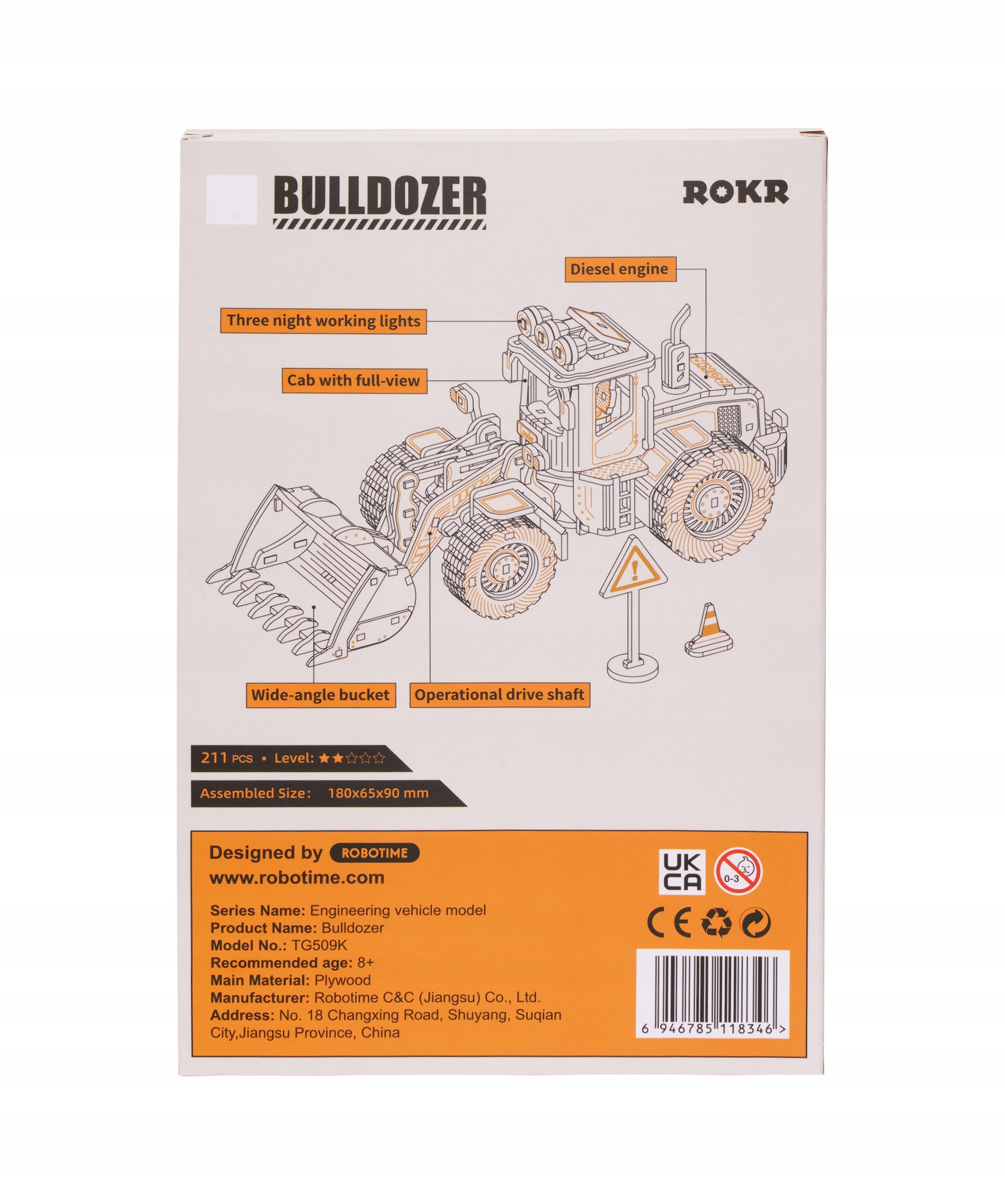 PUZZLE 3D ŁADOWARKA ROKR BULLDOZER TG509K PREZENT Liczba elementów 211