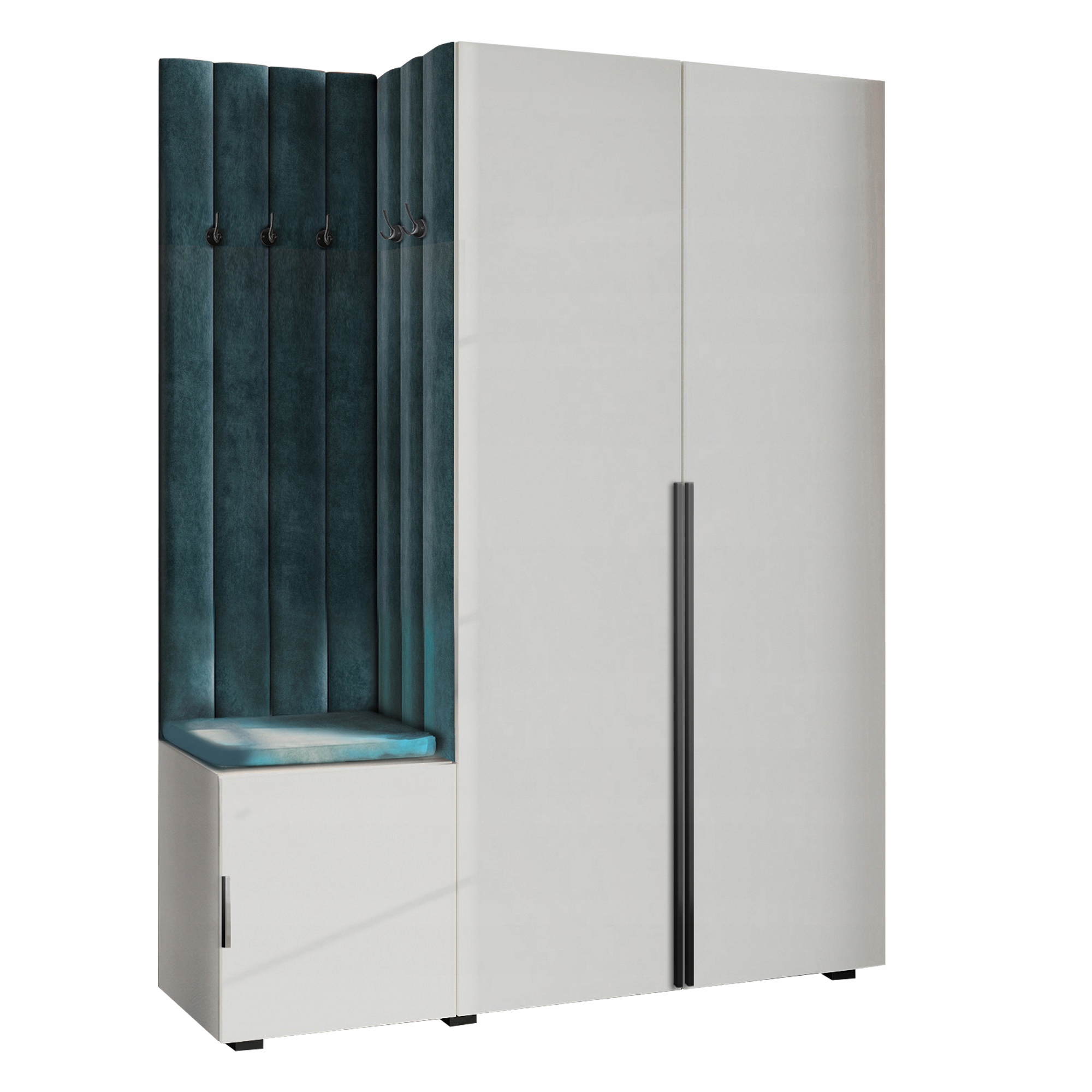 Předsíňová Skříň Do Předsíně S Sedákem Bílá 146 Hexa Černá 75