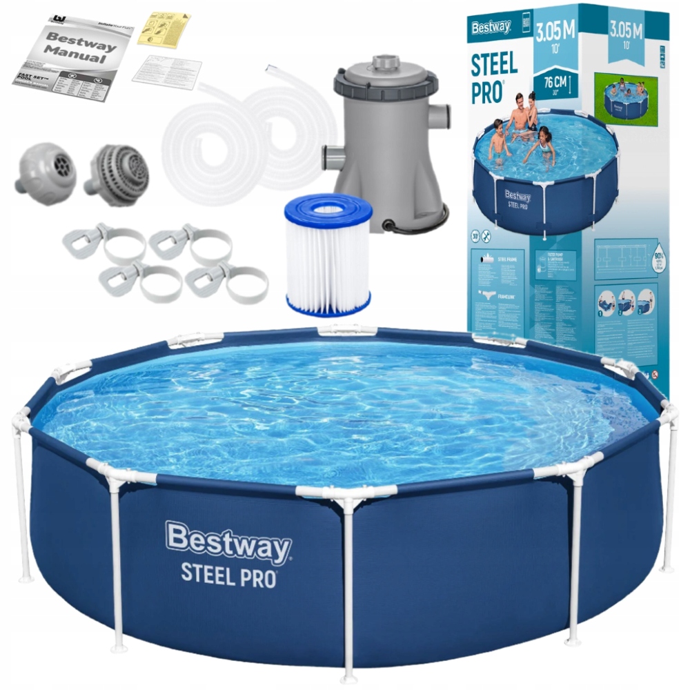 Bestway 56679 Steel Pro Basen Stelażowy 305x76cm Ogrodowy Pompa Zestaw 10w1