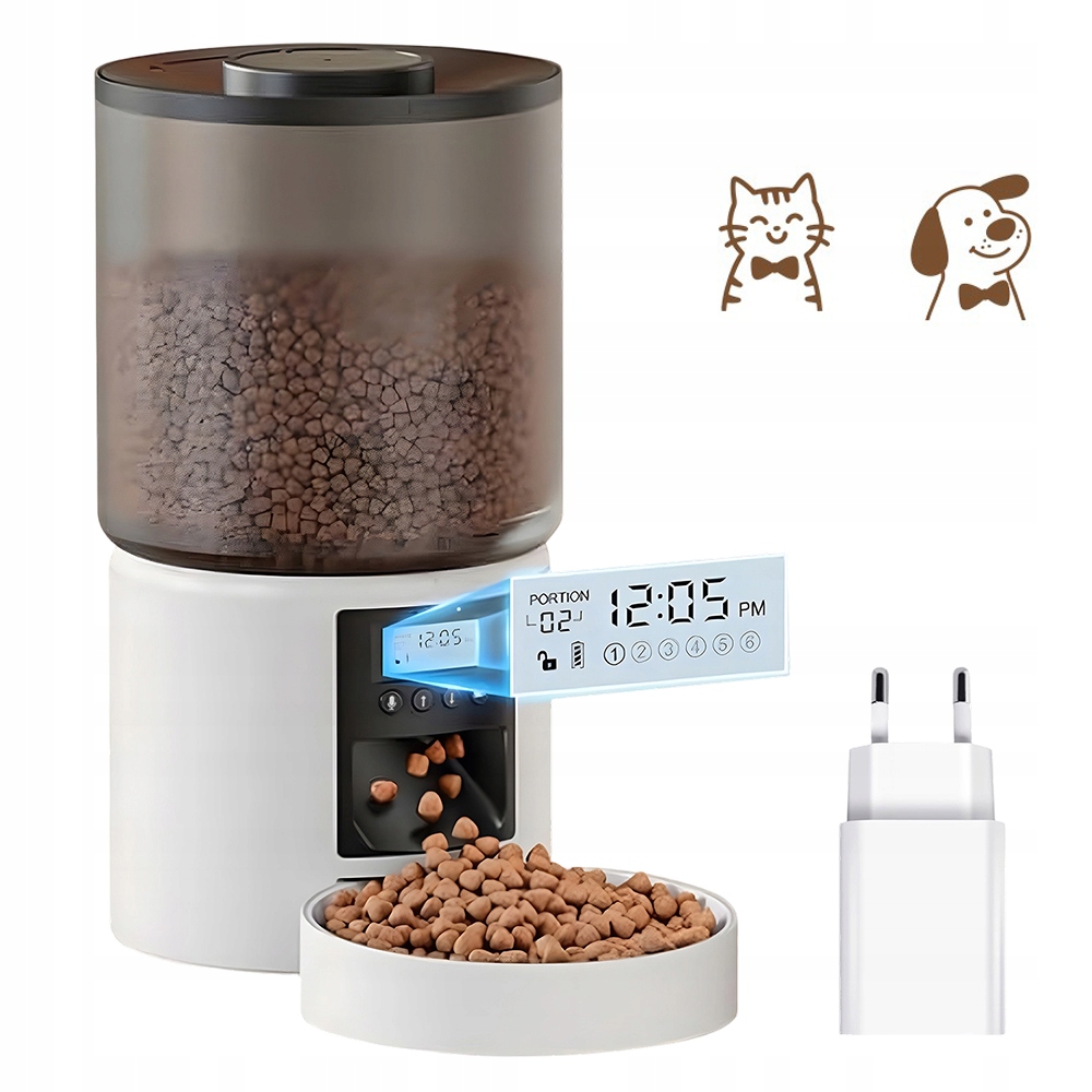 Levně Denní sada pro mazlíčky Automatické krmítko pro kočky s časovačem Dávkovač krmiva pro domácí zvířata (bílé)