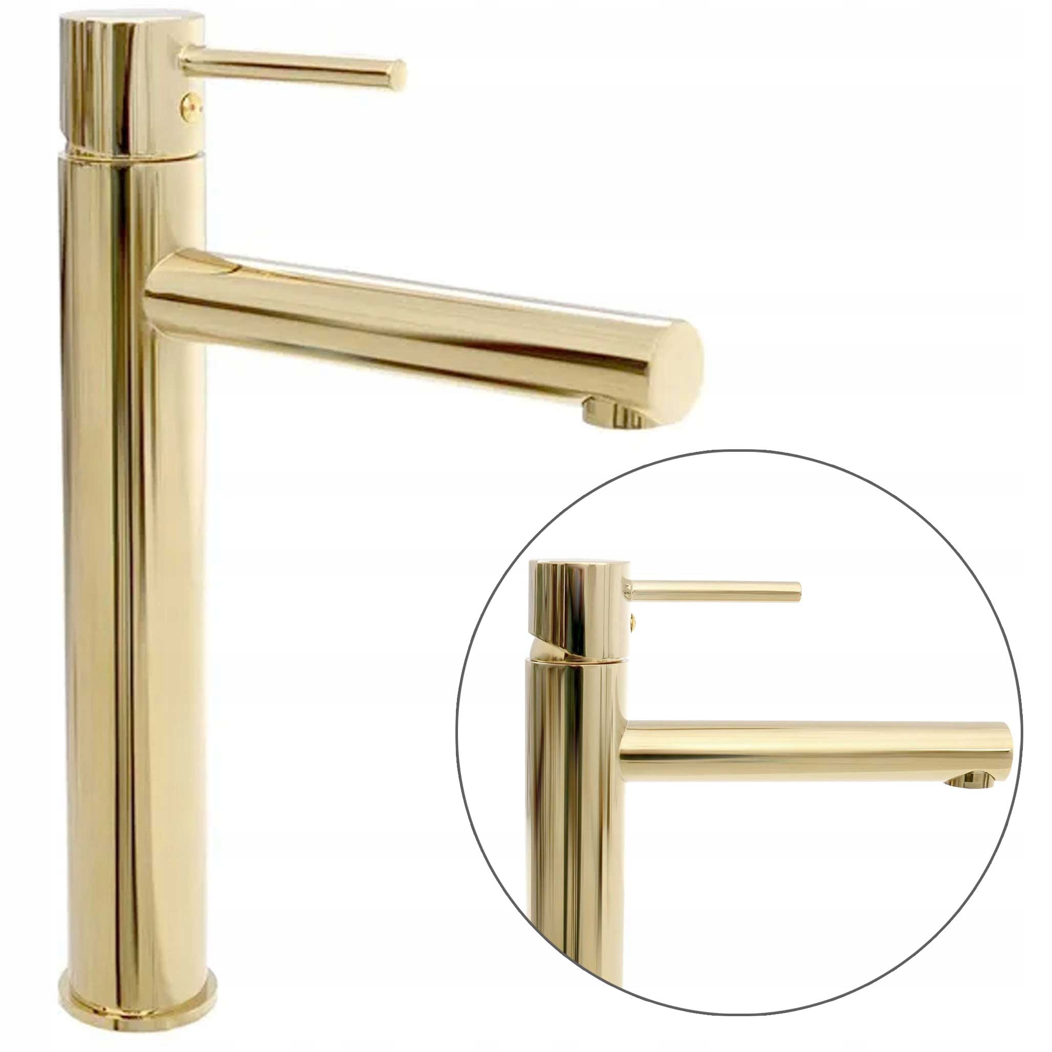 Zlatá vysoká umývadlová batéria pre umývadlo Rea Tess Stojaci lesk