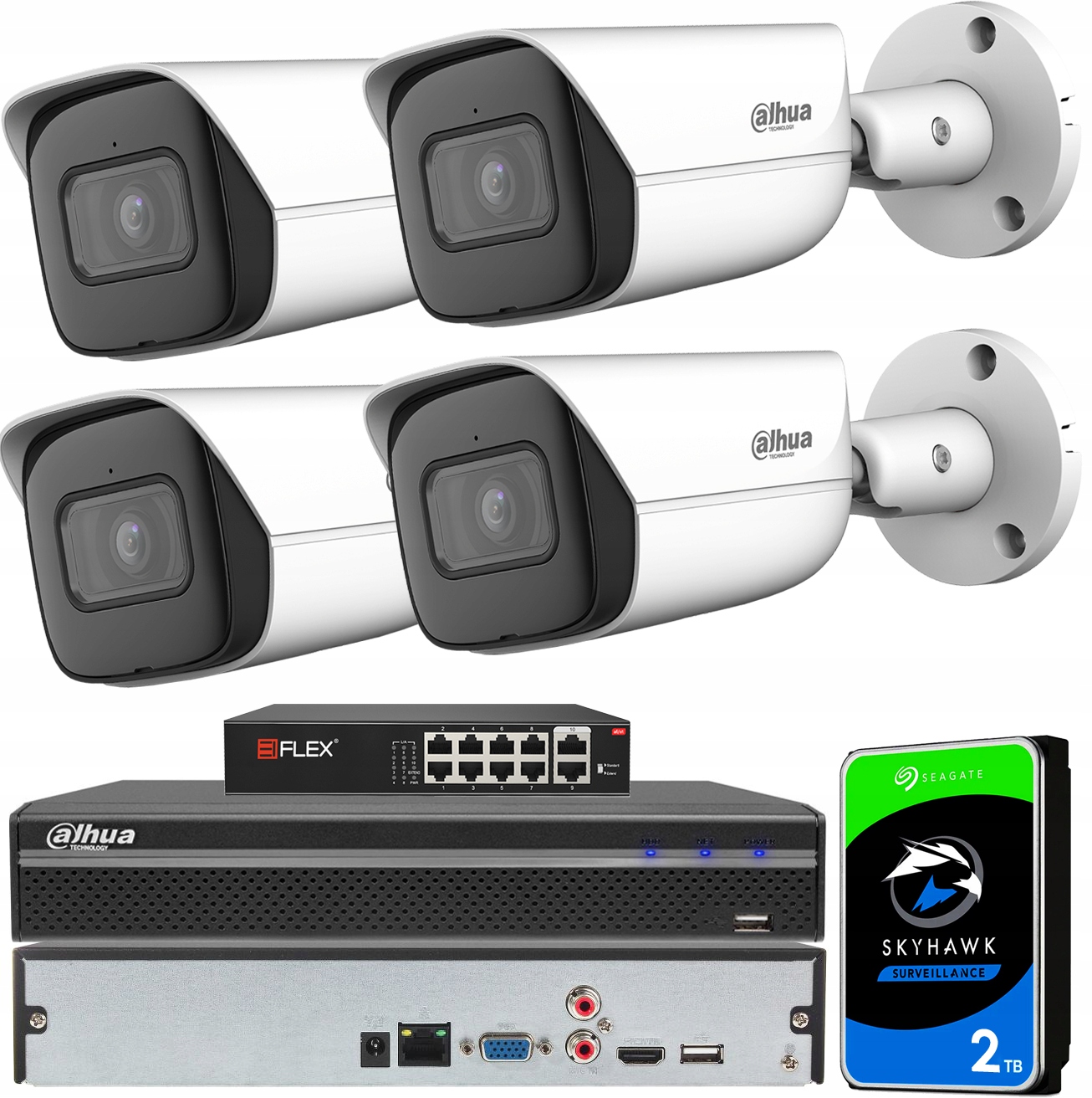 Monitorovací sada Dahua 4 Kamery 5MPX Dahua WizSense Starlight Disk 2TB