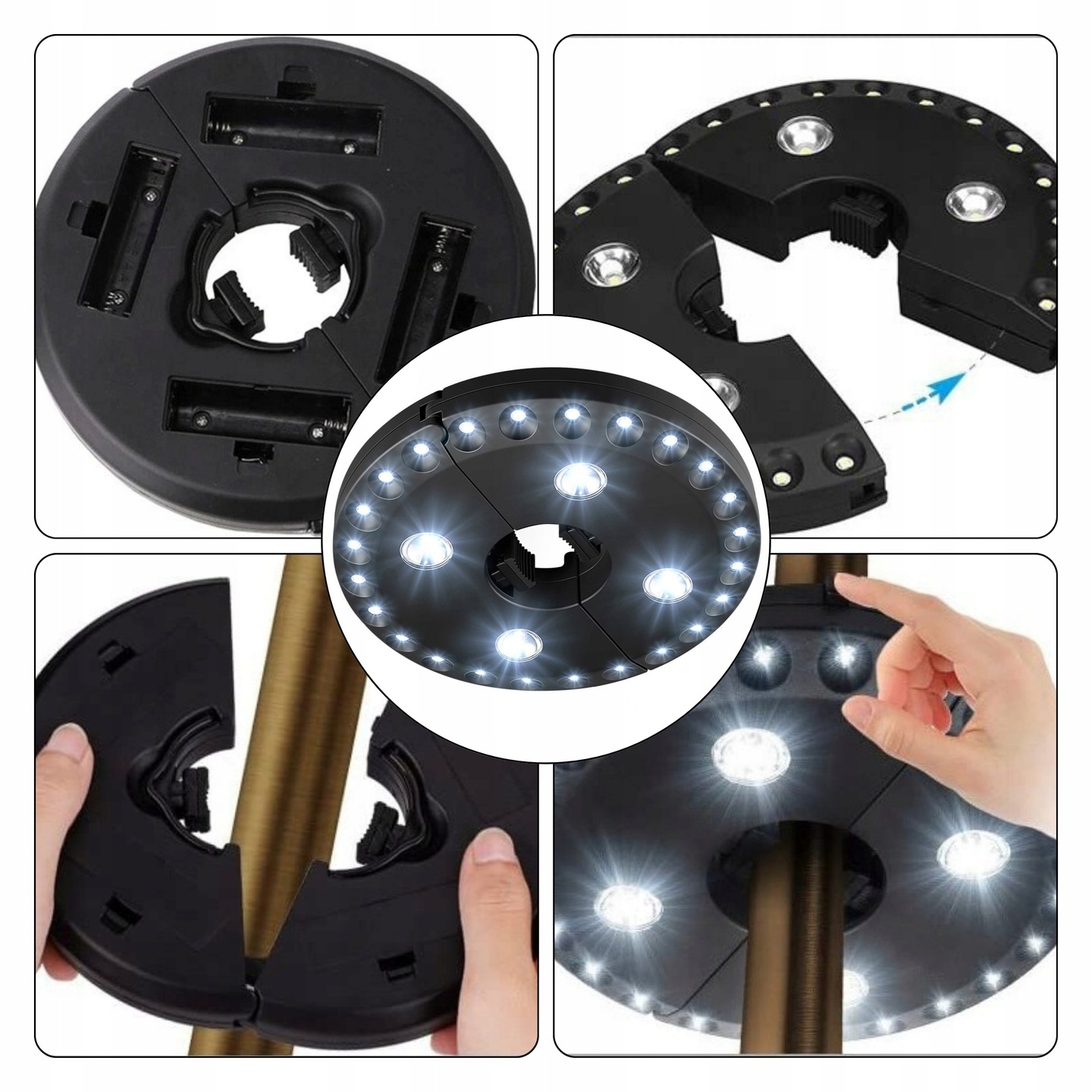 LAMPKA LED NA PARASOL OGRODOWY OŚWIETLENIE POD PARASOL 16 CM Kod producenta 5906479488897