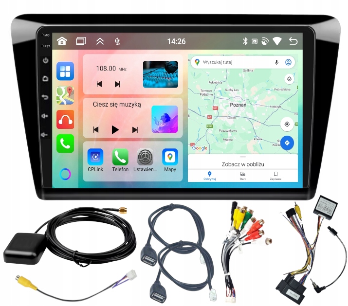 Autorádio S Navigací Carplay Škoda Rapid 2012-2019 Wifi Android 6GB Ram 128GB Paměť